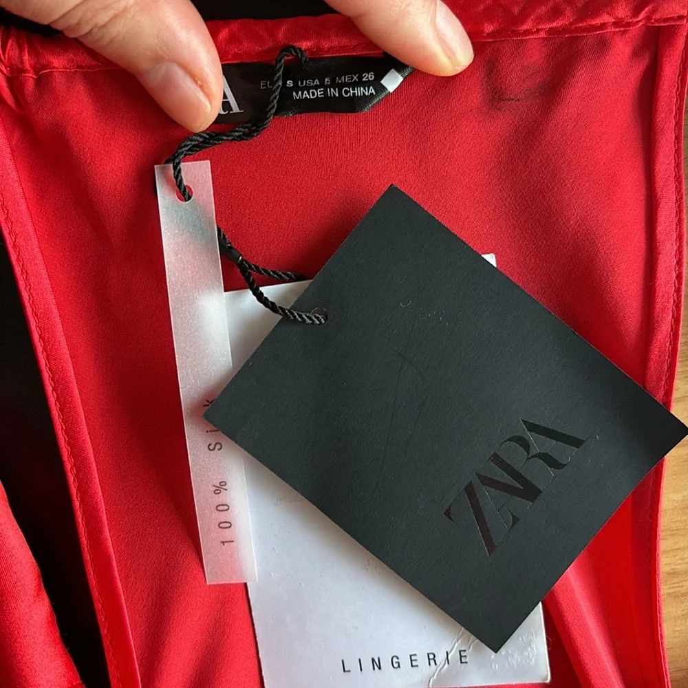 Zara 100% Silk  Red Maxi Dress - Picture 10 of 12